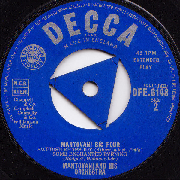 Mantovani And His Orchestra : Mantovani's Big Four (7", EP, RE, RP, Tri)