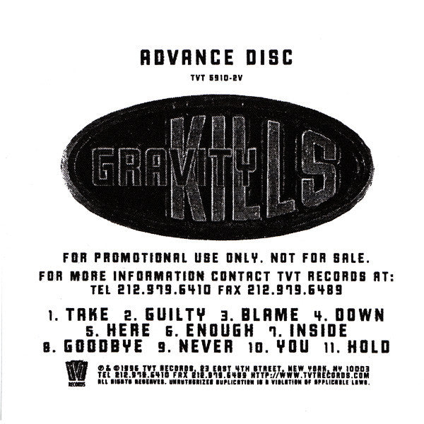 Gravity Kills : Gravity Kills (CD, Advance, Album, Promo)