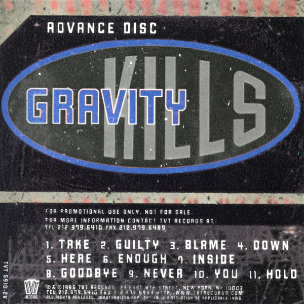 Gravity Kills : Gravity Kills (CD, Advance, Album, Promo)