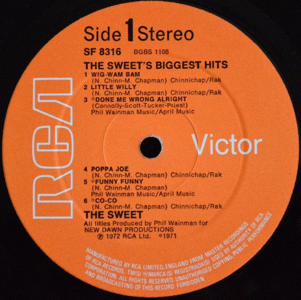 The Sweet : The Sweet's Biggest Hits (LP, Comp)