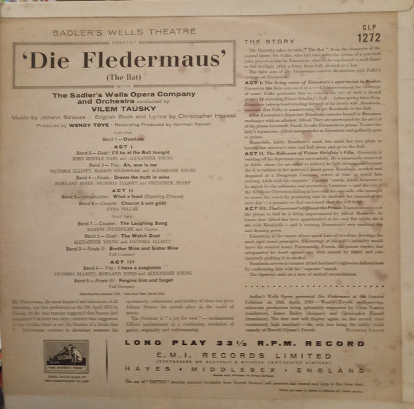 Johann Strauss Jr. - Sadler's Wells Opera Company And Sadler's Wells Orchestra : Sadler's Wells Theatre Present Die Fledermaus (The Bat) (LP, Mono)