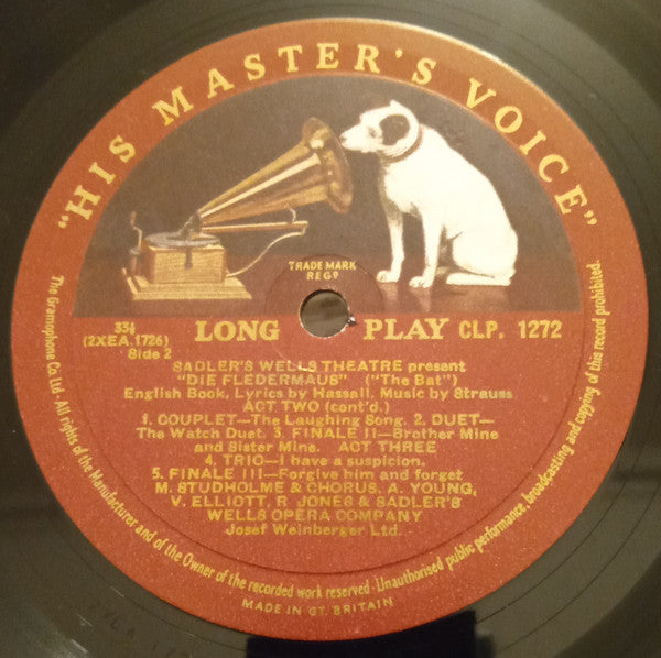 Johann Strauss Jr. - Sadler's Wells Opera Company And Sadler's Wells Orchestra : Sadler's Wells Theatre Present Die Fledermaus (The Bat) (LP, Mono)