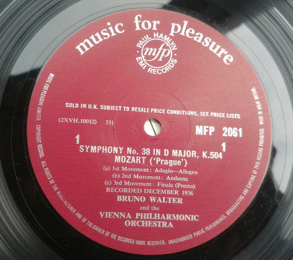 Wolfgang Amadeus Mozart, Bruno Walter And Wiener Philharmoniker : "Prague" And "Jupiter" Symphonies (LP, Mono)