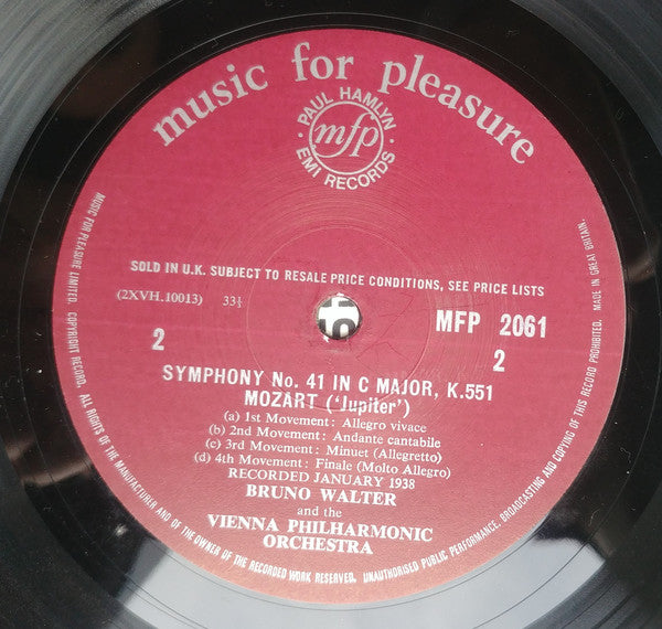 Wolfgang Amadeus Mozart, Bruno Walter And Wiener Philharmoniker : "Prague" And "Jupiter" Symphonies (LP, Mono)
