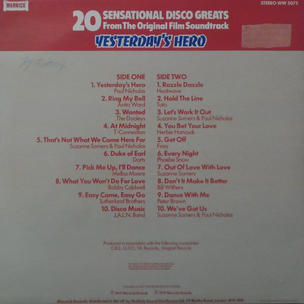 Various : Yesterday's Hero (LP, Comp)