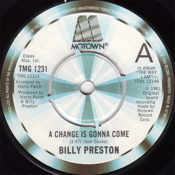 Billy Preston : A Change Is Gonna Come (7", Single, 4 P)