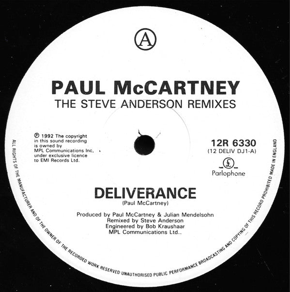 Paul McCartney : Deliverance (The Steve Anderson Remixes) (12")