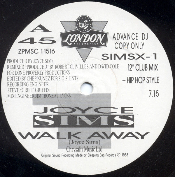 Joyce Sims : Walk Away (The 12" Selection) (2x12", Promo)