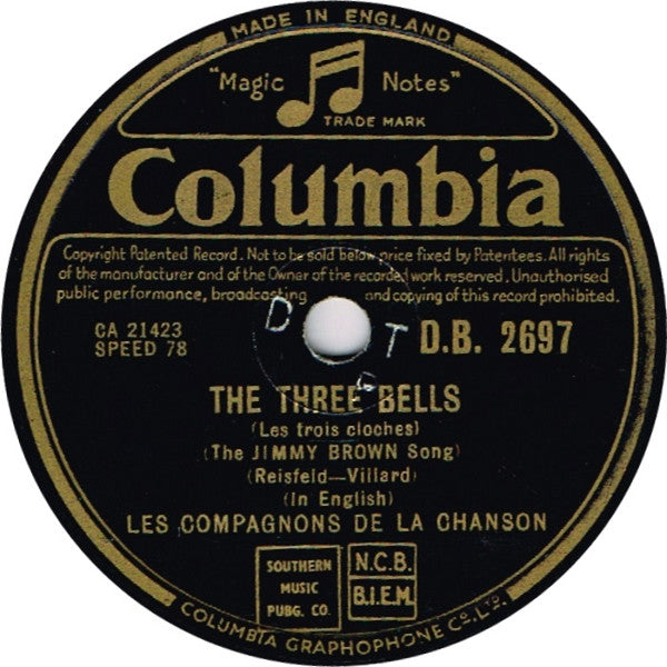 Les Compagnons De La Chanson : That Lucky Old Sun / The Three Bells (Shellac, 10", RP, DTP)
