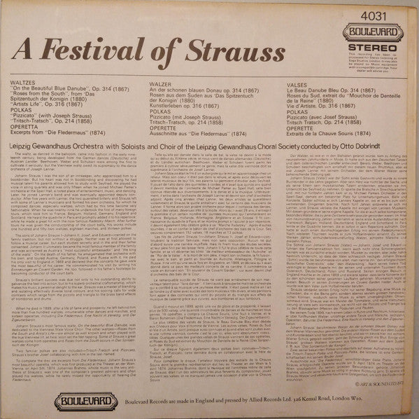 Johann Strauss Jr. : A Festival Of Strauss (LP)