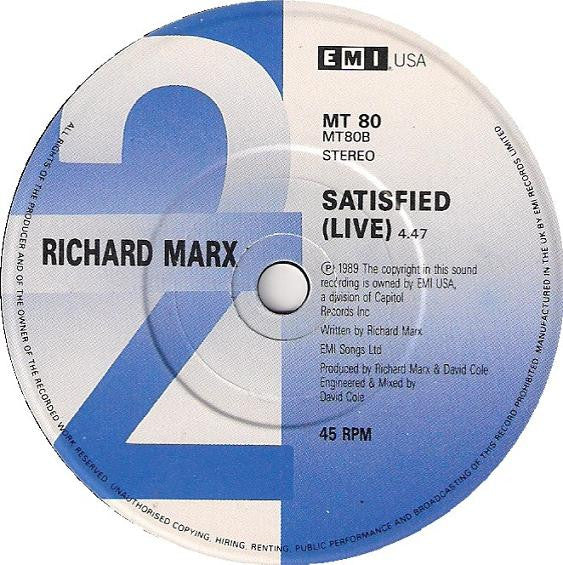 Richard Marx : Too Late To Say Goodbye (7", Single)