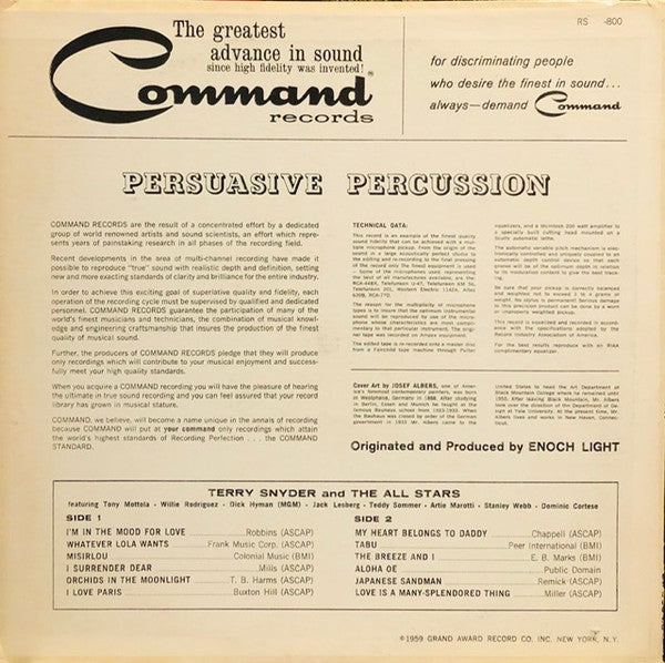Terry Snyder And The All Stars : Persuasive Percussion (LP, Album, RE)