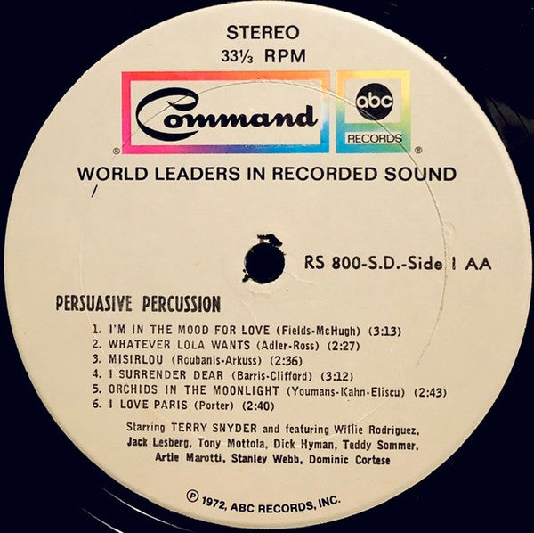 Terry Snyder And The All Stars : Persuasive Percussion (LP, Album, RE)