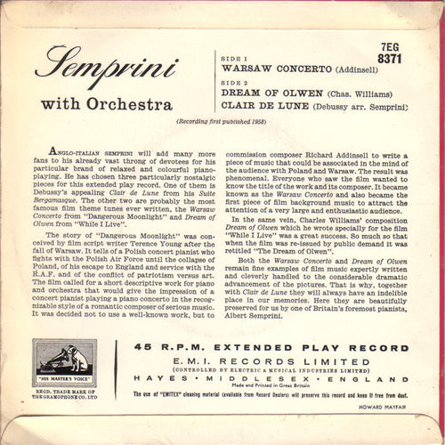 Alberto Semprini e la sua Orchestra : Warsaw Concerto (7", EP)