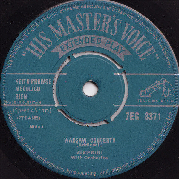 Alberto Semprini e la sua Orchestra : Warsaw Concerto (7", EP)