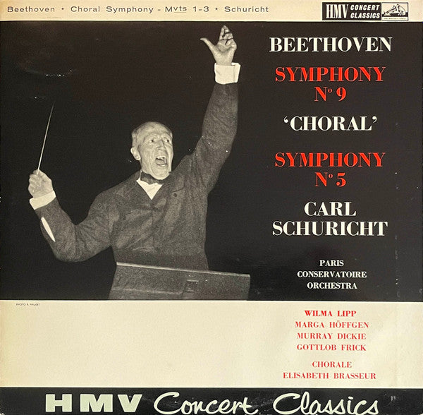 Ludwig van Beethoven, Carl Schuricht, Orchestre De La Société Des Concerts Du Conservatoire : Symphony No. 9 'Choral' Symphony No. 5 (2xLP, Mono, Two)