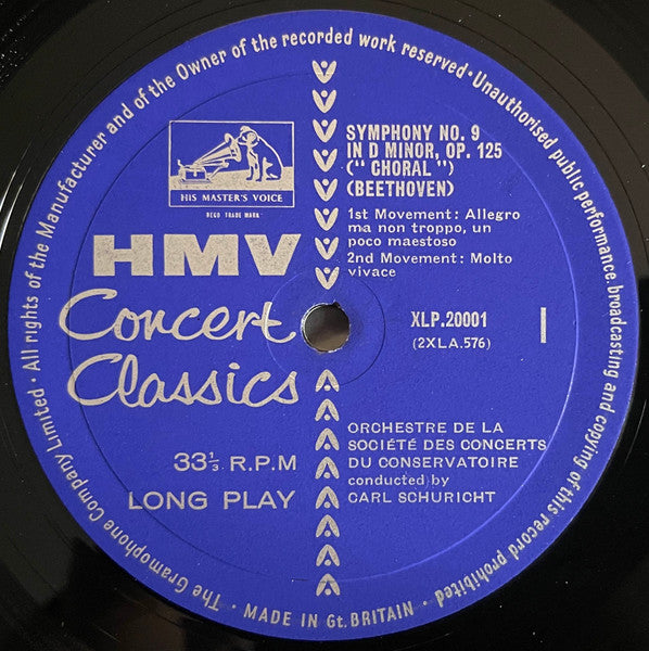 Ludwig van Beethoven, Carl Schuricht, Orchestre De La Société Des Concerts Du Conservatoire : Symphony No. 9 'Choral' Symphony No. 5 (2xLP, Mono, Two)