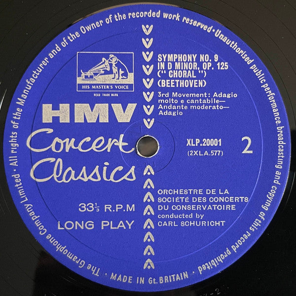 Ludwig van Beethoven, Carl Schuricht, Orchestre De La Société Des Concerts Du Conservatoire : Symphony No. 9 'Choral' Symphony No. 5 (2xLP, Mono, Two)