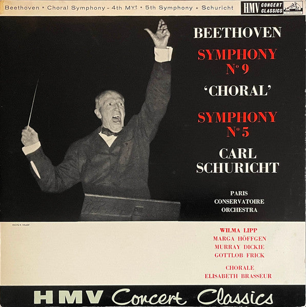 Ludwig van Beethoven, Carl Schuricht, Orchestre De La Société Des Concerts Du Conservatoire : Symphony No. 9 'Choral' Symphony No. 5 (2xLP, Mono, Two)