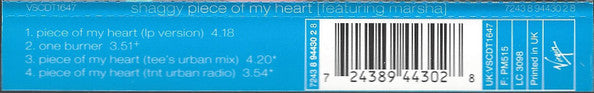 Shaggy featuring Marsha (3) : Piece Of My Heart (CD, Maxi)