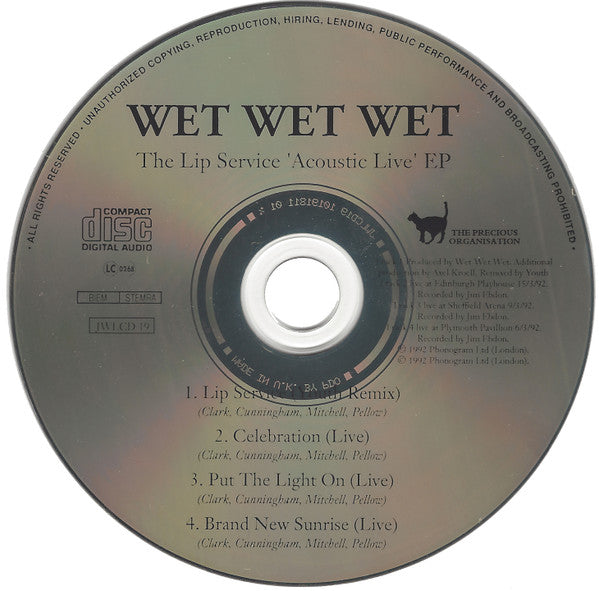 Wet Wet Wet : The Lip Service "Acoustic Live" EP (CD, EP)