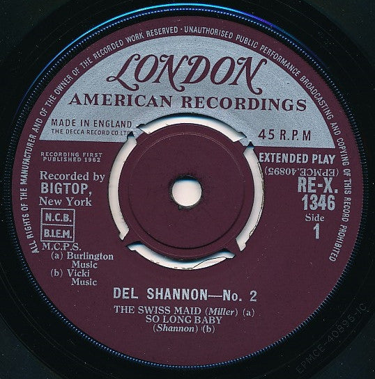 Del Shannon : Del Shannon No.2 (7", EP)