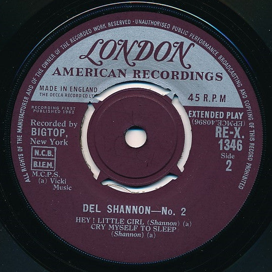 Del Shannon : Del Shannon No.2 (7", EP)