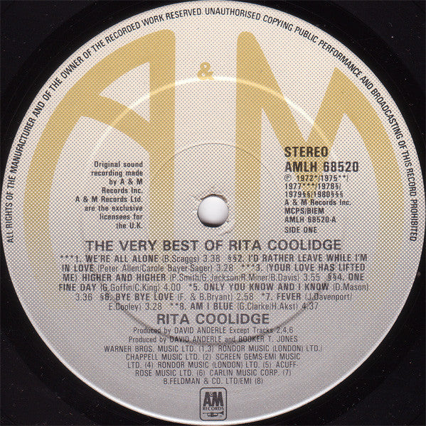 Rita Coolidge : The Very Best Of Rita Coolidge (LP, Comp)