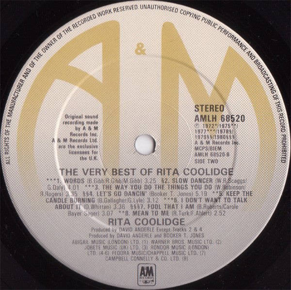 Rita Coolidge : The Very Best Of Rita Coolidge (LP, Comp)