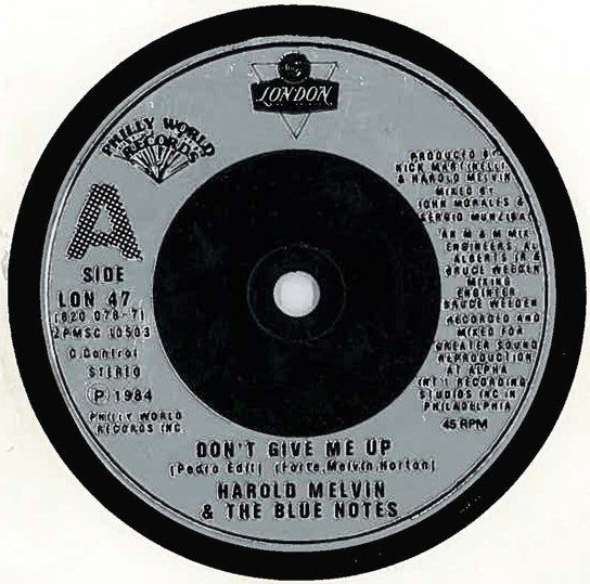 Harold Melvin And The Blue Notes : Don't Give Me Up (7", Single)