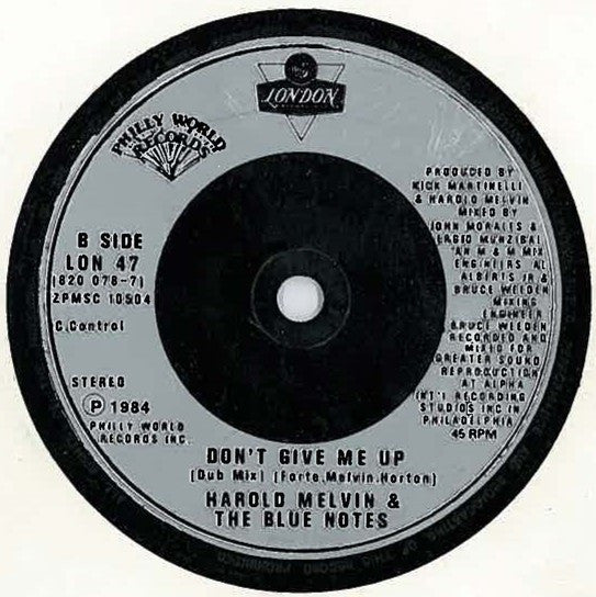 Harold Melvin And The Blue Notes : Don't Give Me Up (7", Single)