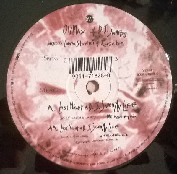 Olimax & DJ Shapps : Last Night A D.J. Saved My Life (12")