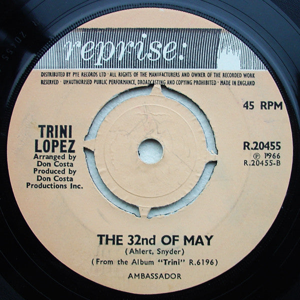 Trini Lopez : I'm Comin' Home, Cindy (7")