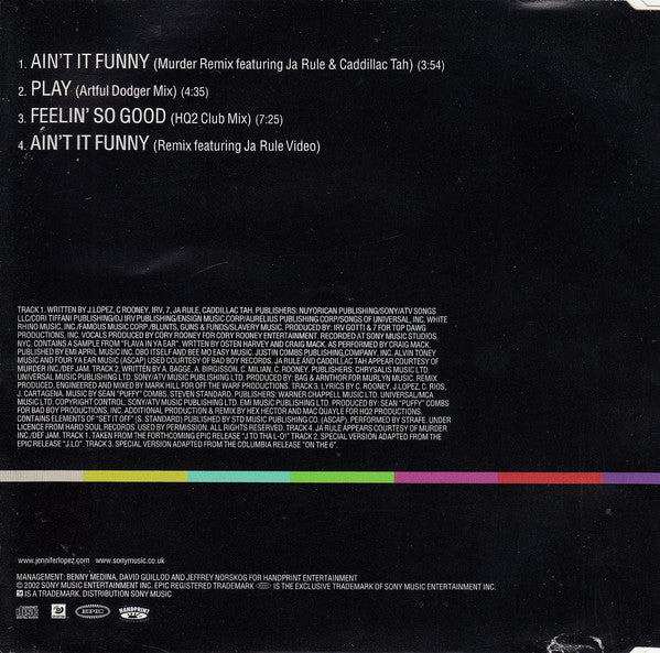 Jennifer Lopez Featuring Ja Rule & Caddillac Tah : Ain't It Funny (Remix) (CD, Single, Enh)