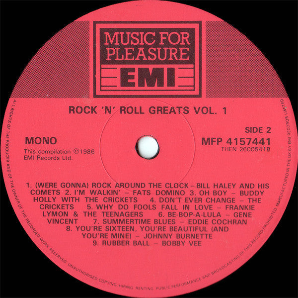 Various : Rock 'N' Roll Greats (Volume One) (LP, Comp, Mono)