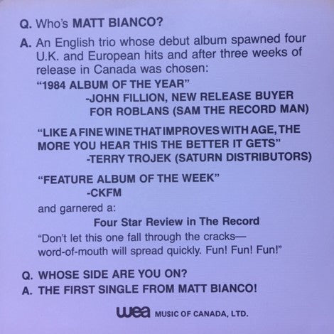 Matt Bianco : Whose Side Are You On... (7")