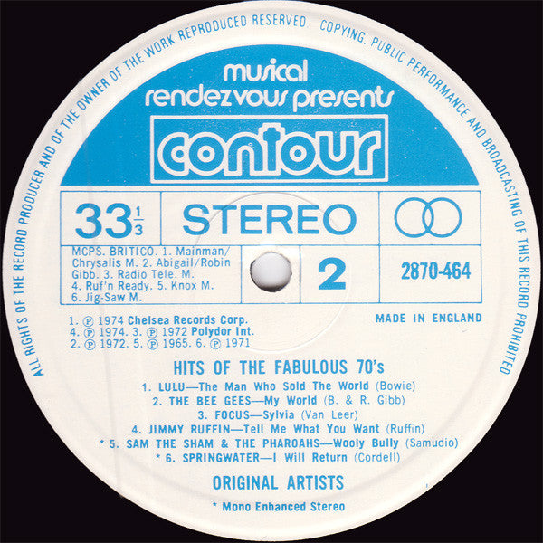 Various : Hits Of The Fabulous '70s (LP, Comp)