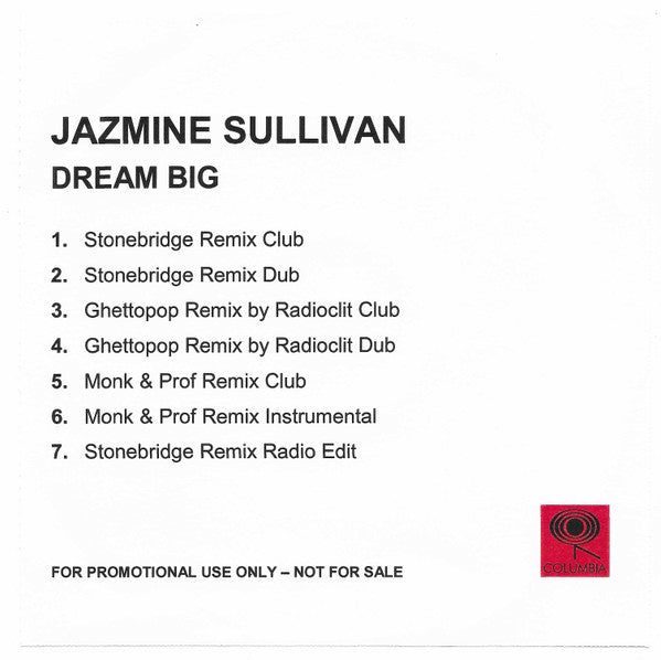 Jazmine Sullivan : Dream Big (CDr, Single, Promo)