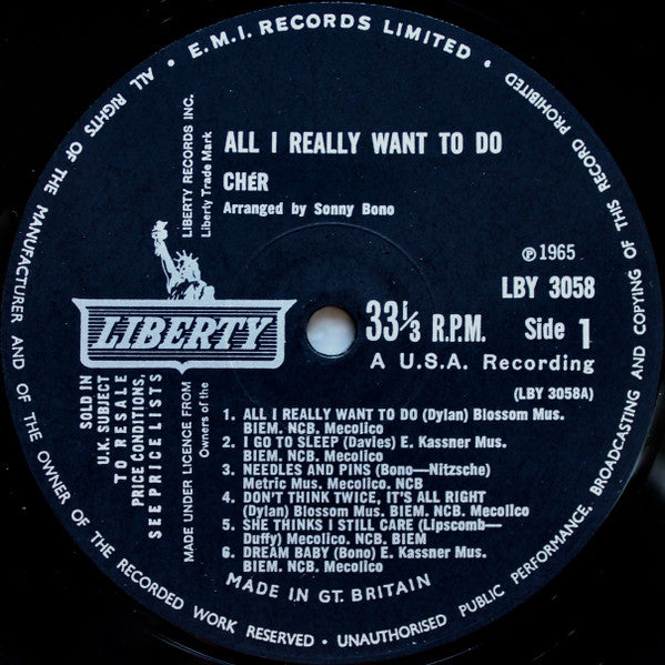 Cher : All I Really Want To Do (LP, Album, Mono)