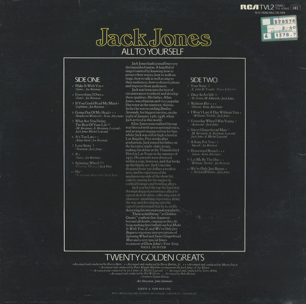 Jack Jones : All To Yourself (Twenty Golden Greats) (LP, Comp, Rob)