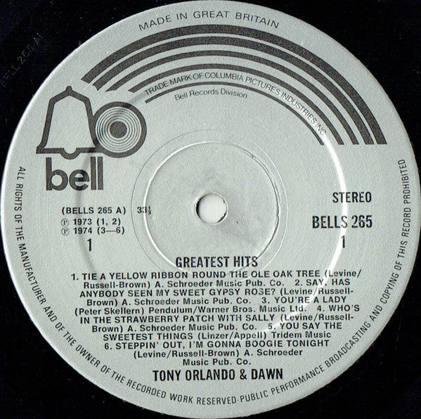 Tony Orlando & Dawn : Greatest Hits (LP, Comp)