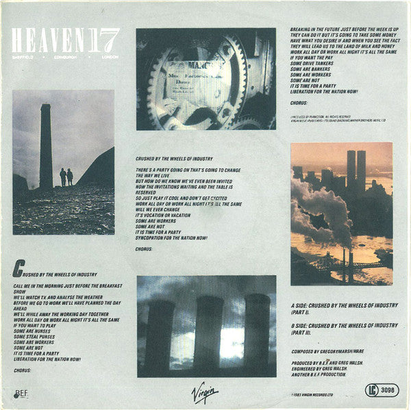Heaven 17 : Crushed By The Wheels Of Industry (7", Single)