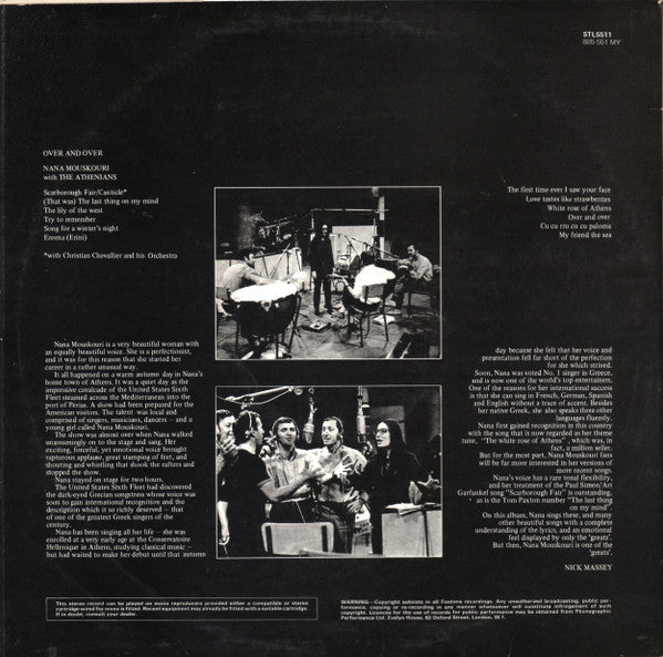 Nana Mouskouri With Les Athéniens : Over & Over (LP, Bla)