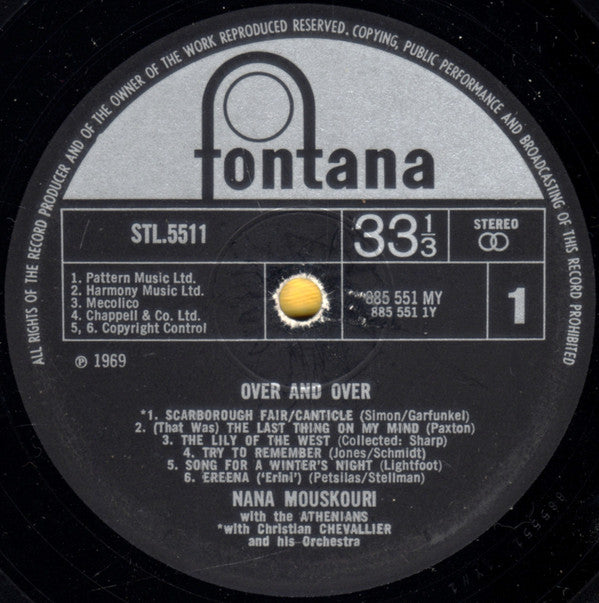 Nana Mouskouri With Les Athéniens : Over & Over (LP, Bla)
