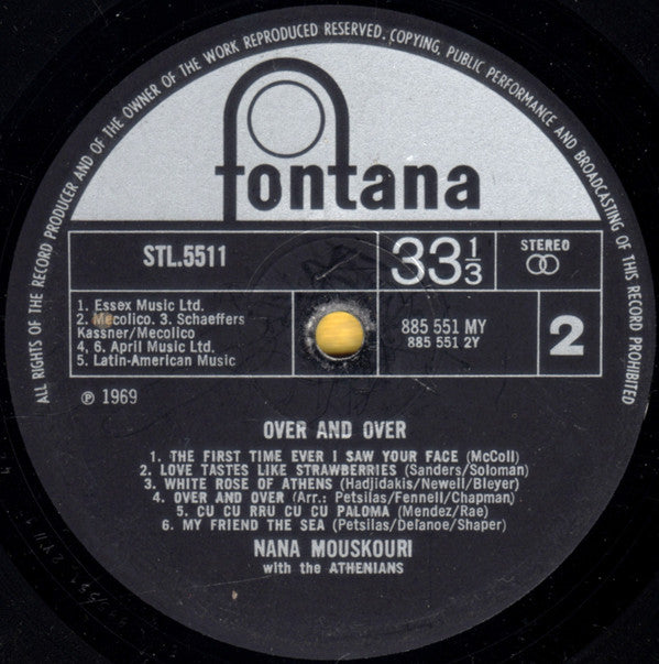 Nana Mouskouri With Les Athéniens : Over & Over (LP, Bla)