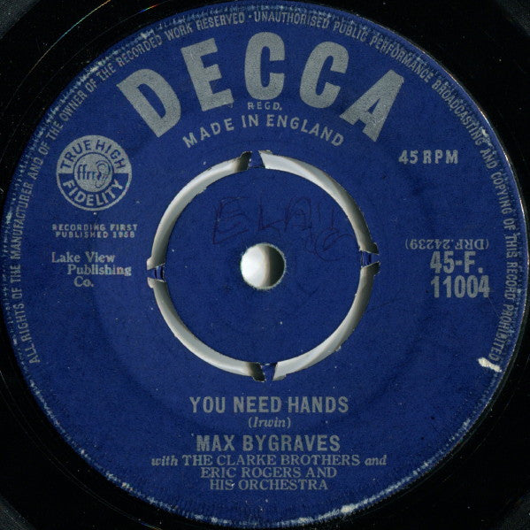 Max Bygraves : You Need Hands / Tulips From Amsterdam (7", Single, RP)