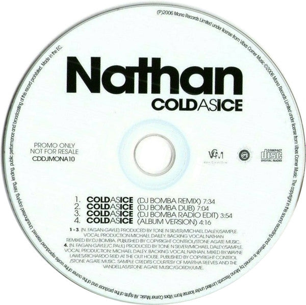 Nathan : Cold As Ice (CD, Single, Promo)