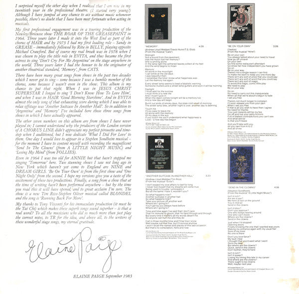 Elaine Paige : Stages (LP, Album, MVS)