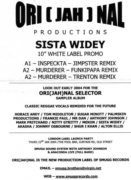 Sista Widey : Inspecta / Murderer (Remixes) (10", Promo, W/Lbl)