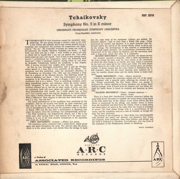 Pyotr Ilyich Tchaikovsky, Cincinnati Promenade Symphony Orchestra, Gorg Ramifski : Symphony No. 5 In E Minor, Op. 64 (LP)